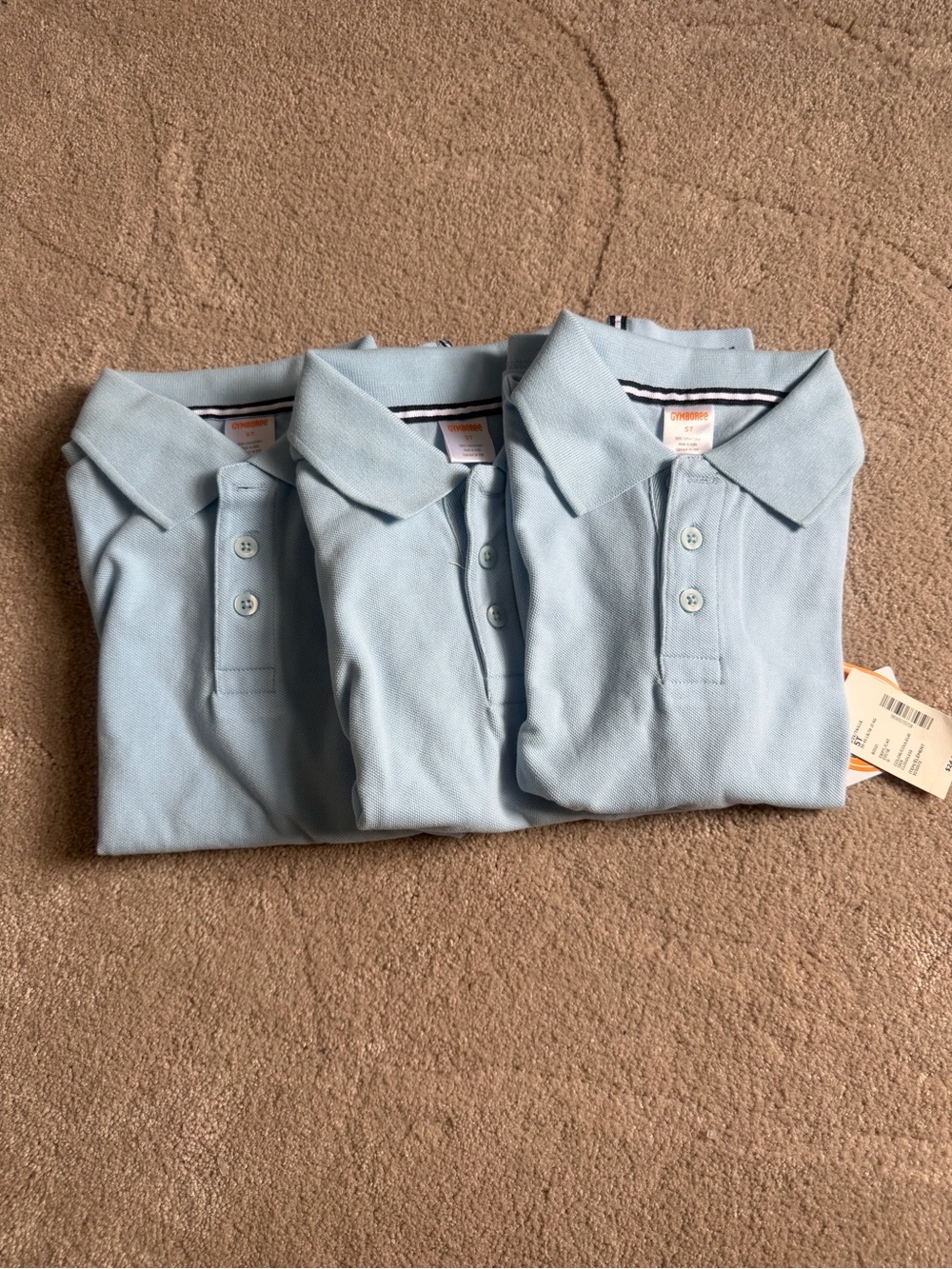 Brand new Gymboree Light Blue Polo- Classic Cotton, size 5T, 3 pack short sleeve